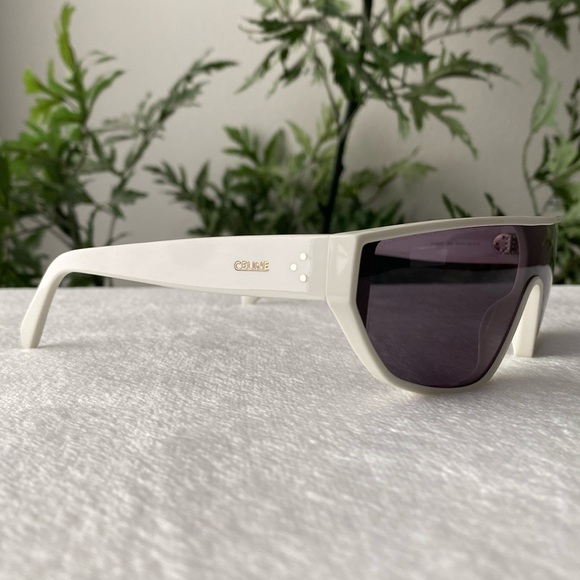 Celine Mask/Shield Wraparound Sunglasses (CL40195I, White/Smoke) - Picture 3 of 16